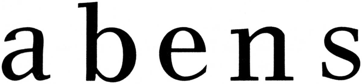 Font sample of the letters a, b, e, n, s
